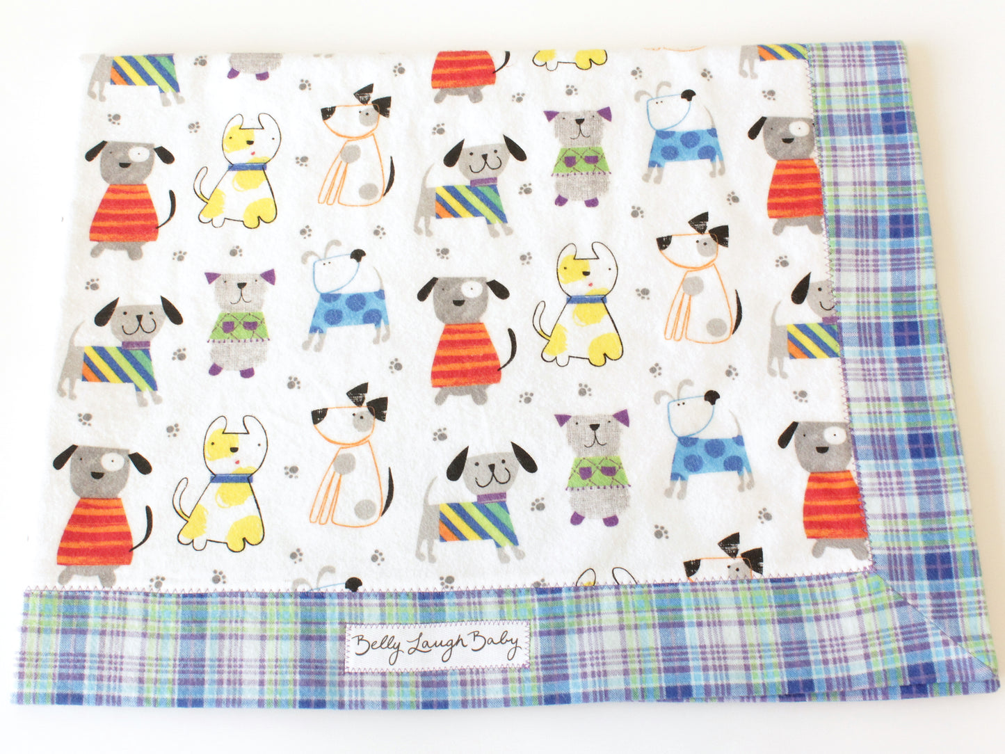 Extra Large Colorful Dog Self Binding Flannel Baby Blanket Gift Set