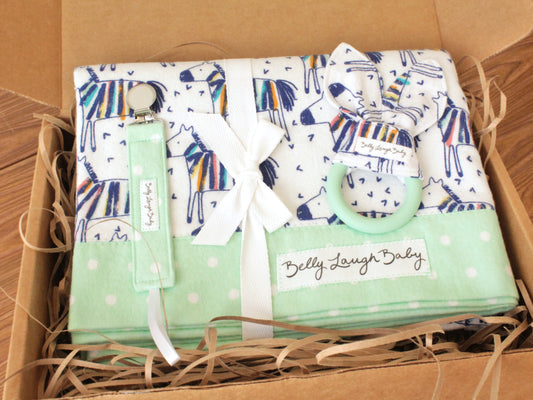 Zebra New Baby Gift Box for Boy | Gender Neutral Baby Gift Basket | CPSC Compliant