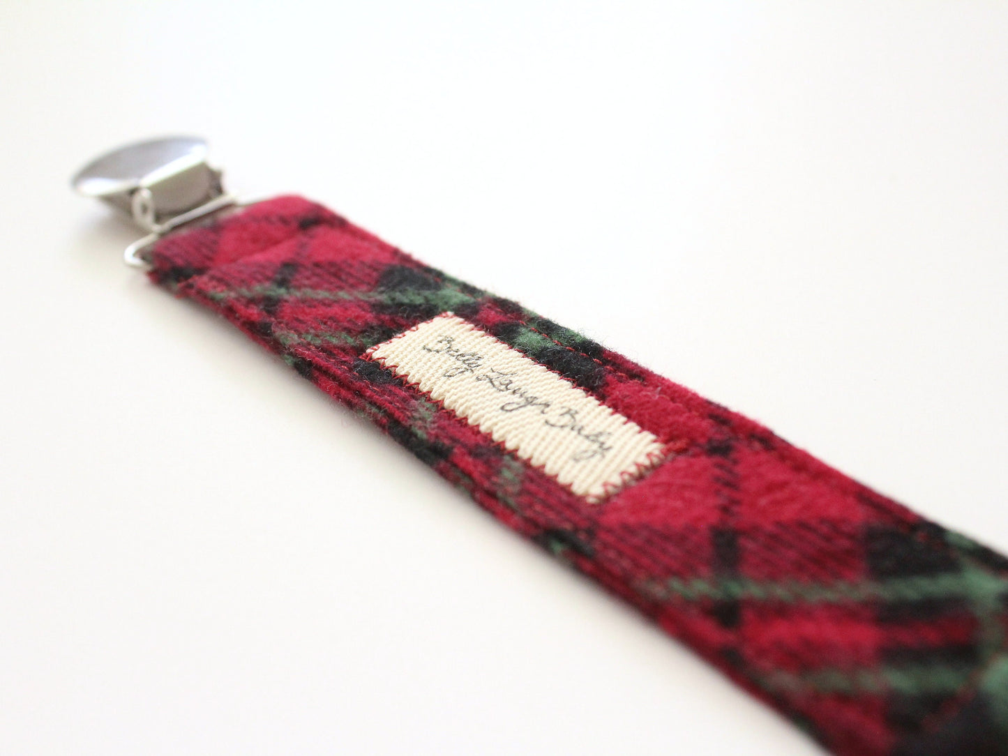 Red and Green Plaid Fabric Pacifier Clip | Gender Neutral Baby Gift | Soother Leash Binky Holder | CPSC Compliant