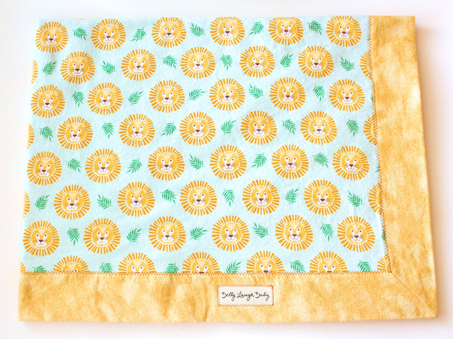 Lion Extra Large Self Binding Flannel Baby Blanket | Gender Neutral | CPSC Compliant