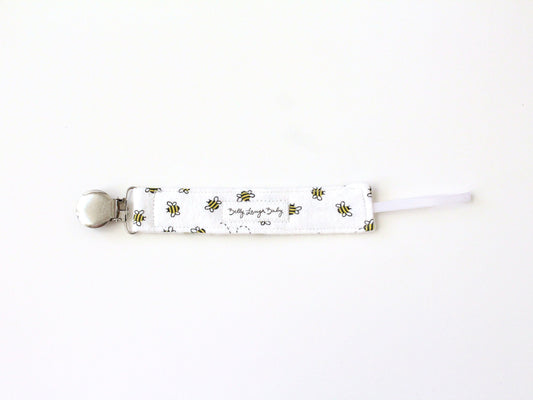 Bumble Bee Pacifier Clip | Fabric Pacifier Clip | Pacifier Holder | Stainless Steel Clip | Binky Clip | CPSC Compliant