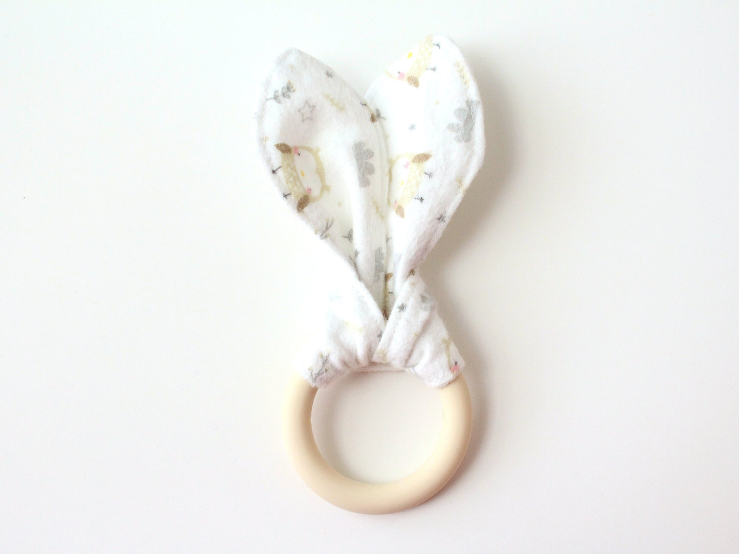 Owl Silicone Bunny Ear Teether | Gender Neutral Baby Shower Gift Sensory Toy | CPSC Compliant