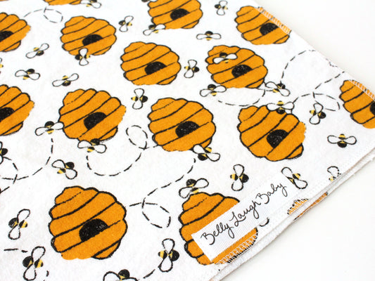 Beehive Bumble Bee Extra Large Flannel Receiving Blanket Swaddle | Gender Neutral Baby Shower Gift | CPSC Compliant