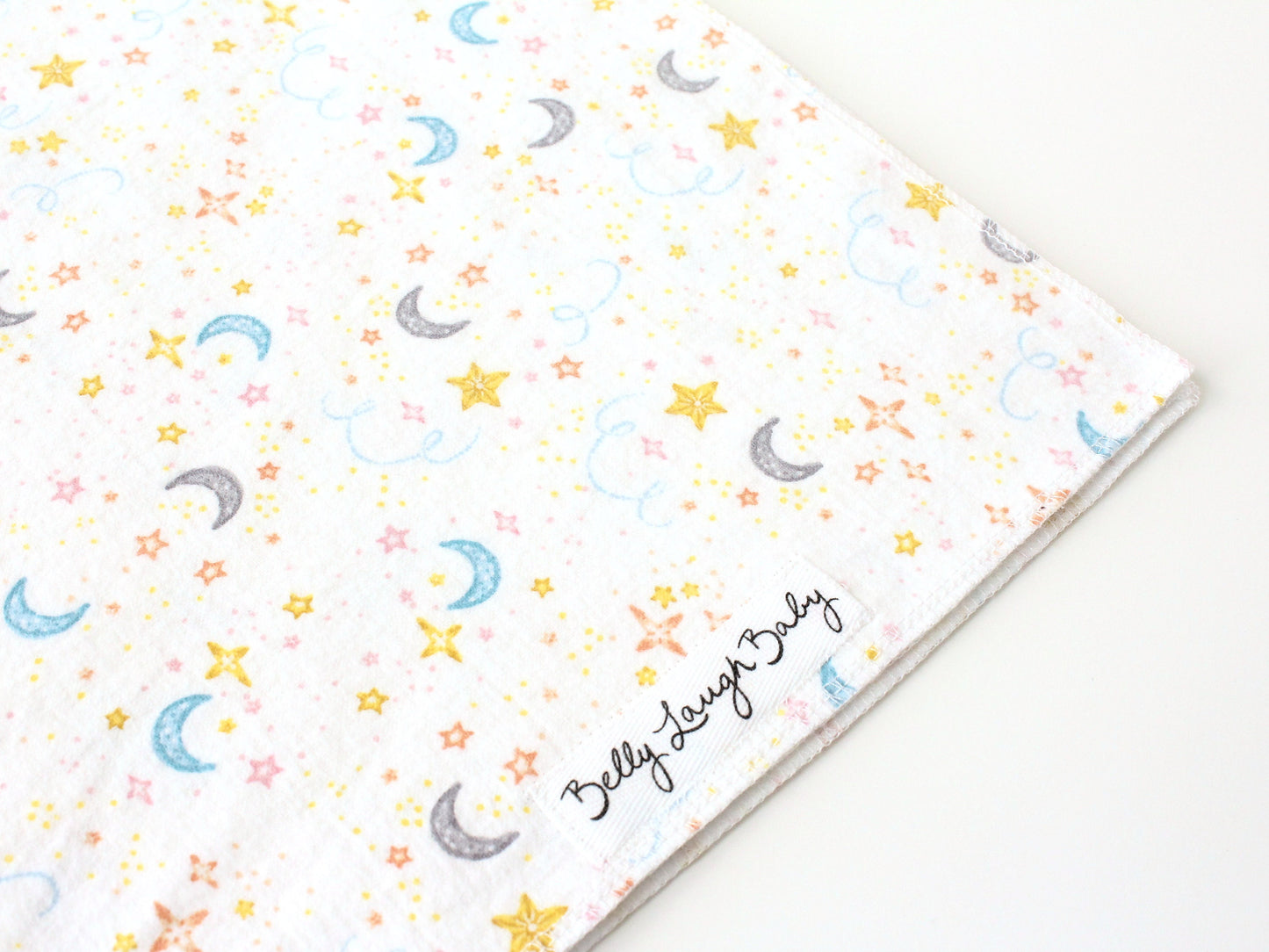 Star and Moon Doodle Extra Large Flannel Receiving Blanket Swaddle | Gender Neutral Baby Shower Gift | CPSC Compliant