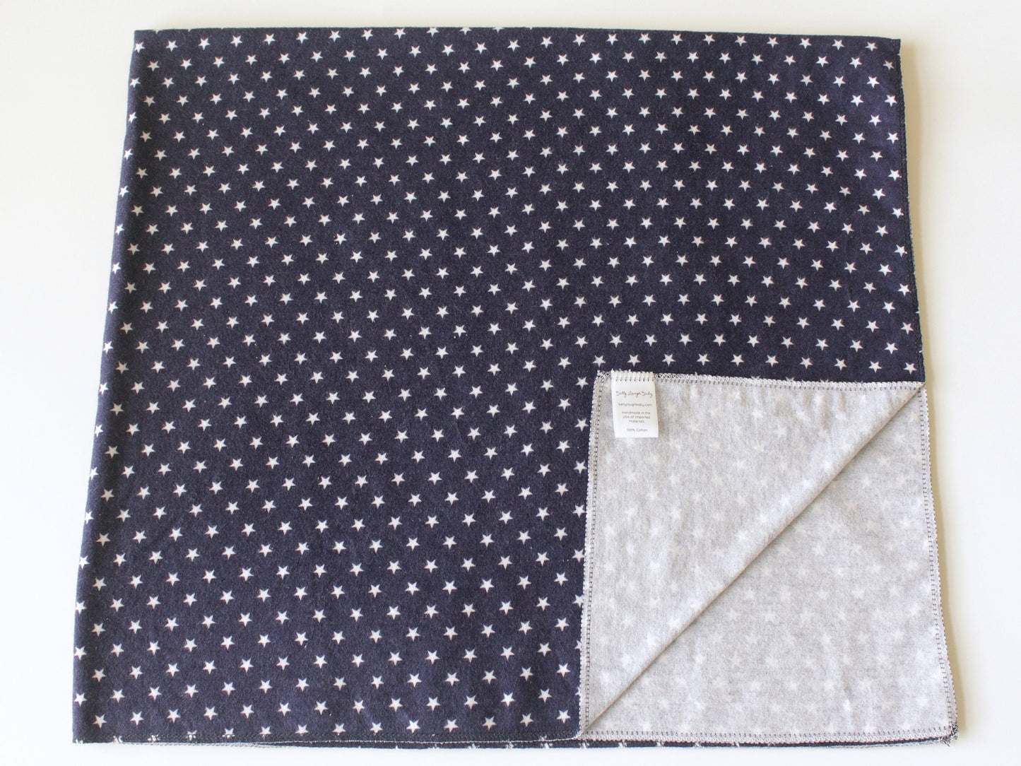 Blue Stars Extra Large Flannel Receiving Blanket Swaddle | Gender Neutral Baby Shower Gift | CPSC Compliant