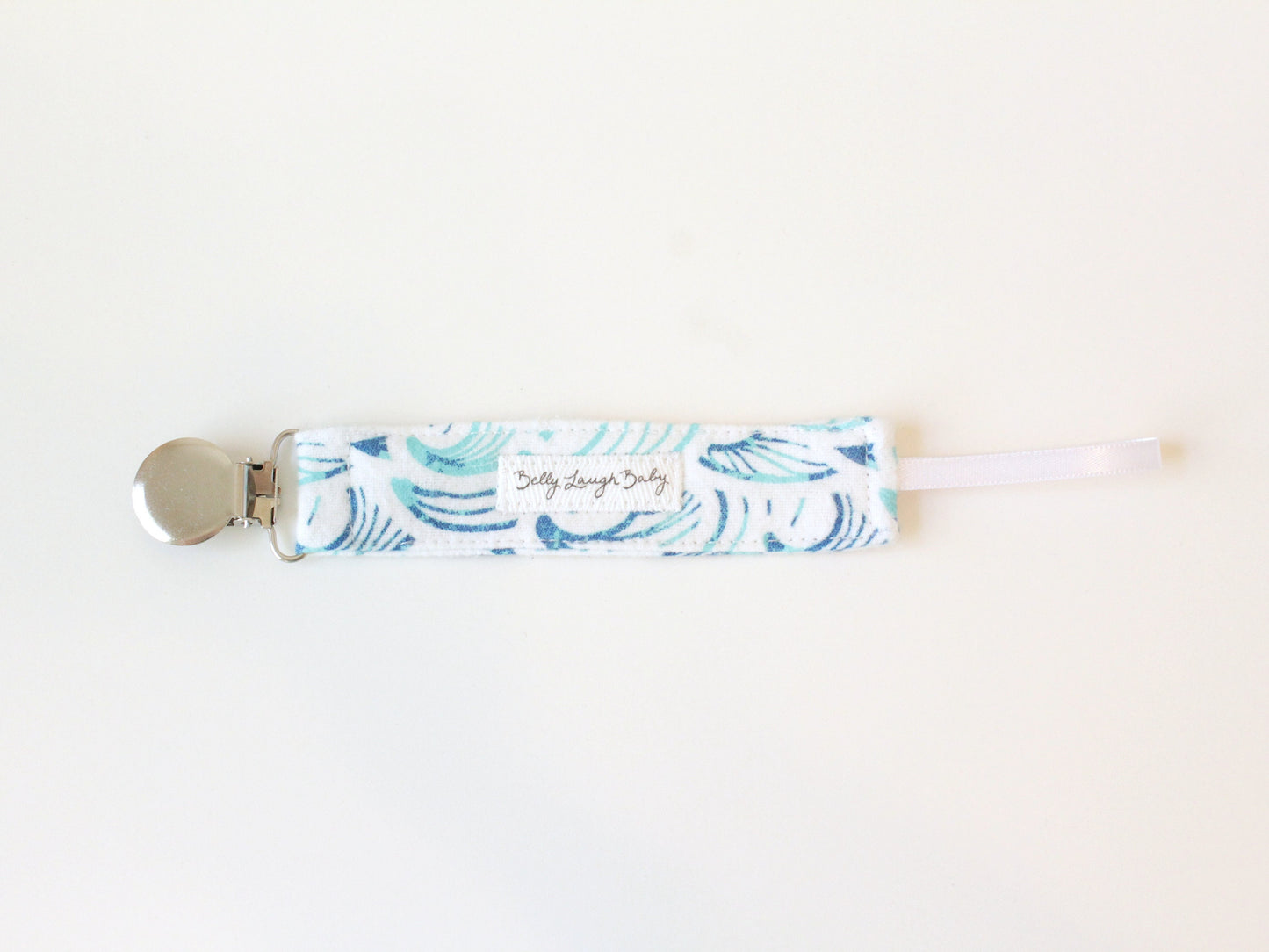 Ocean Waves Flannel Pacifier Clip Gender Neutral | Baby Gift | Soother Leash Binky Holder | CPSC Compliant