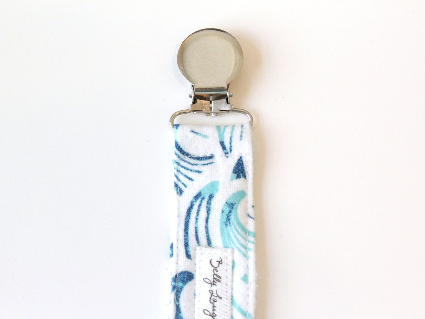 Ocean Waves Flannel Pacifier Clip Gender Neutral | Baby Gift | Soother Leash Binky Holder | CPSC Compliant