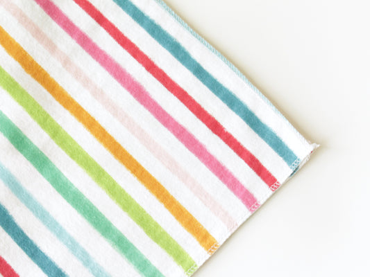 Rainbow Stripe Extra Large Flannel Receiving Blanket Swaddle | Gender Neutral Baby Shower Gift | CPSC Compliant