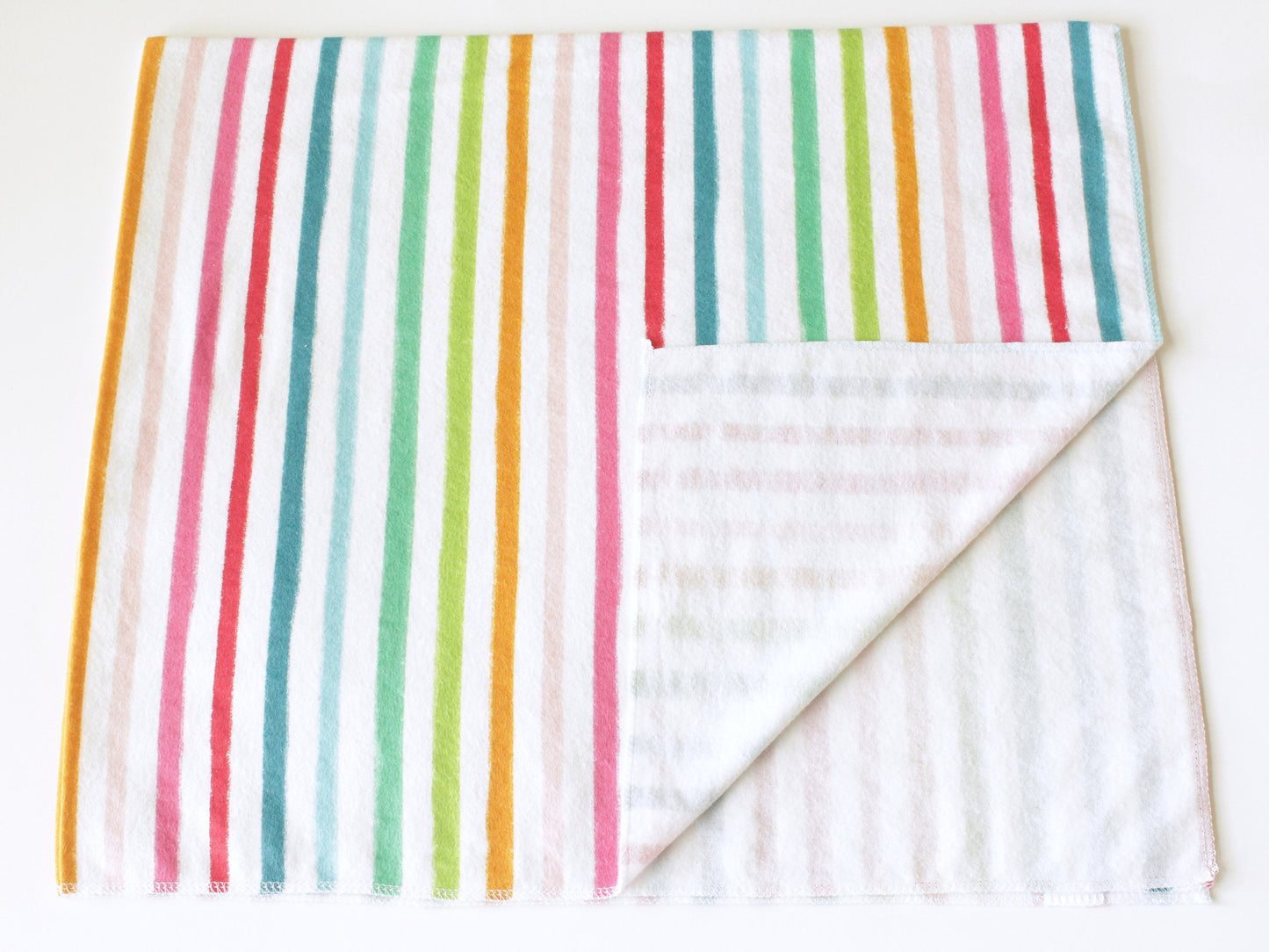 Rainbow Stripe Extra Large Flannel Receiving Blanket Swaddle | Gender Neutral Baby Shower Gift | CPSC Compliant