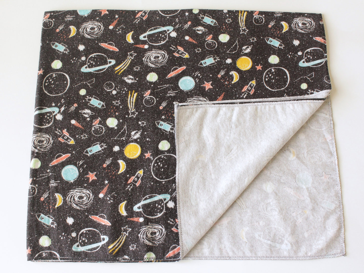 Outer Space Galaxy Extra Large Flannel Receiving Blanket Swaddle | Gender Neutral Baby Shower Gift | CPSC Compliant