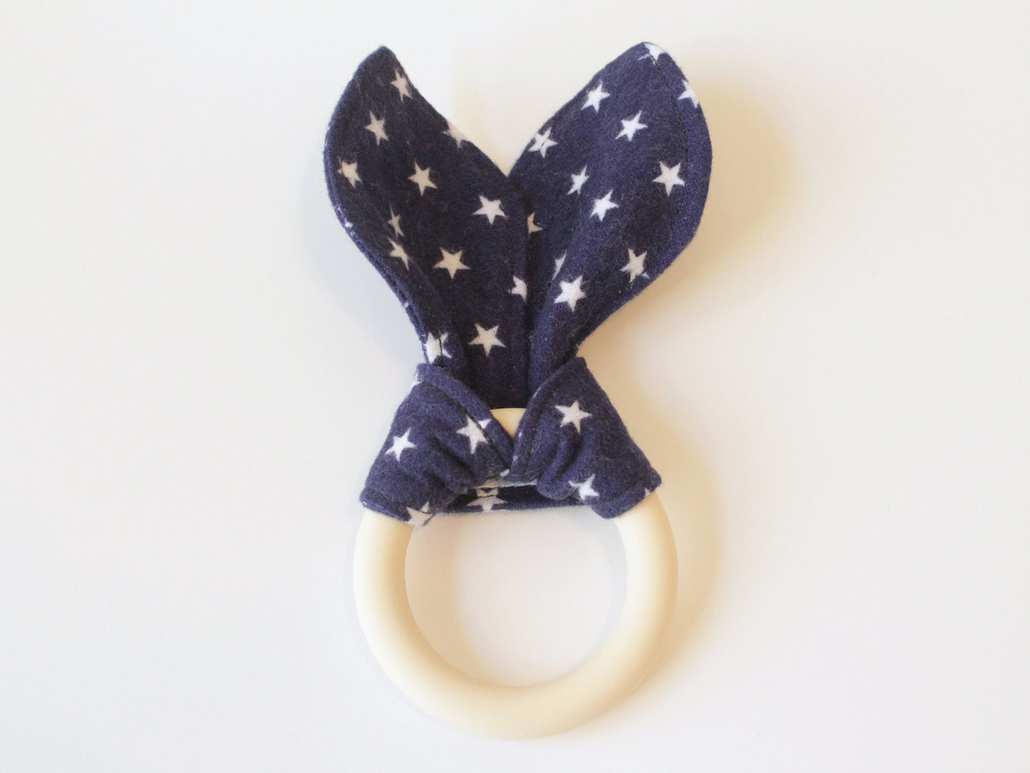 Blue Star Silicone Bunny Ear Teether | Gender Neutral Baby Shower Gift Sensory Toy | CPSC Compliant