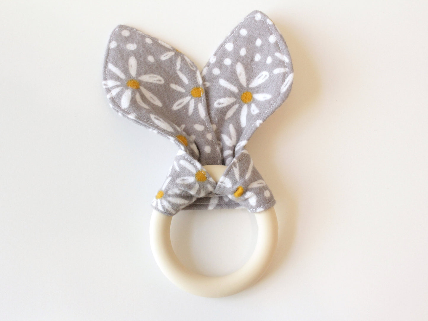 Daisy Silicone Bunny Ear Teether | Gender Neutral Baby Shower Gift Sensory Toy | CPSC Compliant