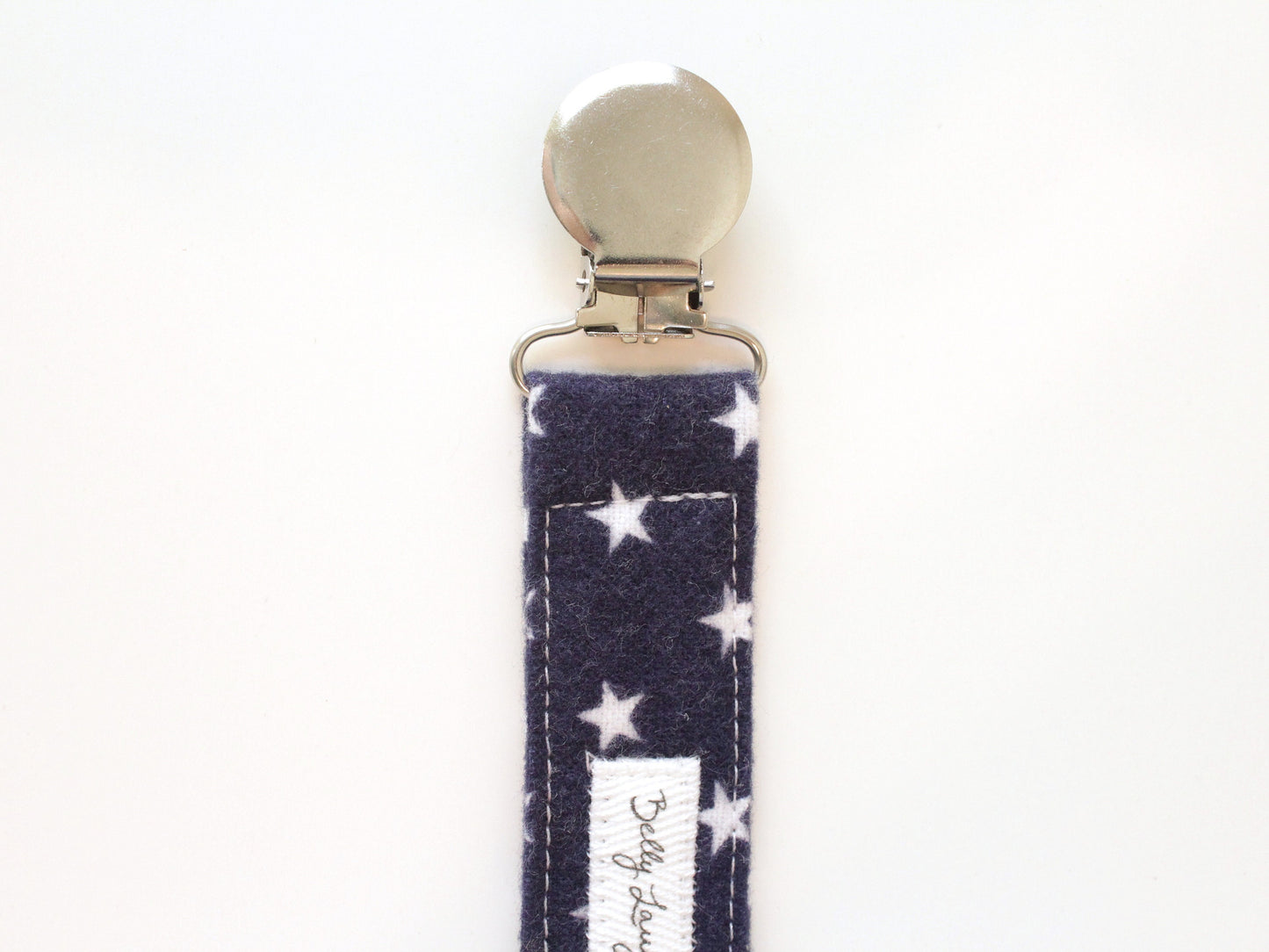 Blue Stars Flannel Pacifier Clip Gender Neutral | Baby Gift | Soother Leash Binky Holder | CPSC Compliant